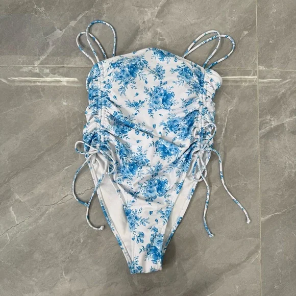 Women’s Wild Fable Extra High Leg Cheeky Adjustable Floral One Piece Swimsuit M - Picture 4 of 16